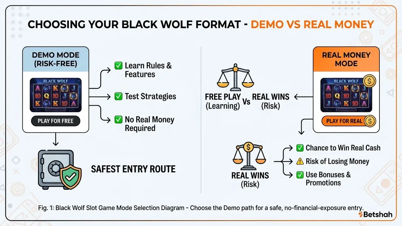 Black Wolf slot game mode selection diagram