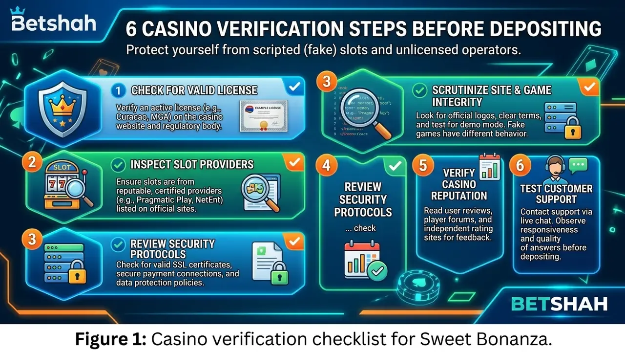 Casino verification checklist for Sweet Bonanza
